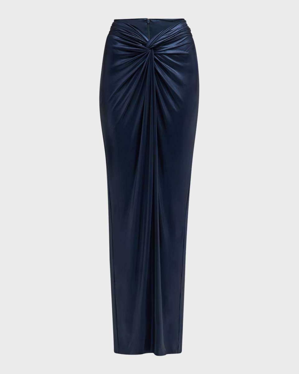 Twisted Coated Jersey Maxi Sarong Skirt